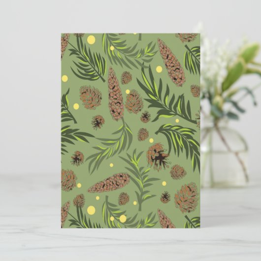 Weihnachtsmuster, Kiefernschnee 11 Karte (Stehend Vorderseite)