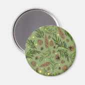 Weihnachtsmuster, Kiefernschnee 11 Magnet (Vorderseite/Rückseite)