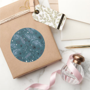 Weihnachtsmuster, Kiefernschnee 12 Runder Aufkleber