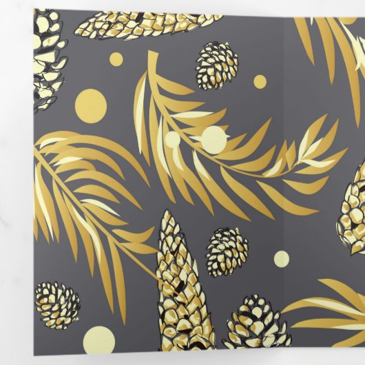 Weihnachtsmuster, Kiefernschnee 2 Dreifach Gefaltete Urlaubskarte (Innen Erste Seite)