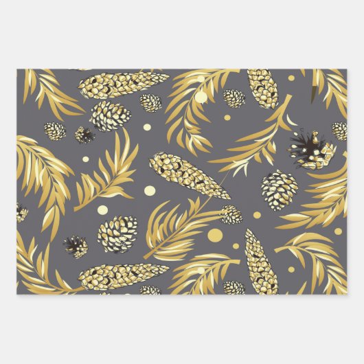 Weihnachtsmuster, Kiefernschnee 2 Geschenkpapier Set (Vorderseite)