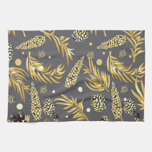 Weihnachtsmuster, Kiefernschnee 2 Geschirrtuch (Horizontal)