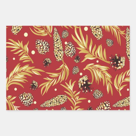 Weihnachtsmuster, Kiefernschnee 3 Geschenkpapier Set (Vorderseite 3)