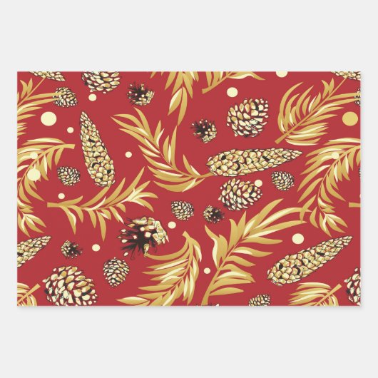 Weihnachtsmuster, Kiefernschnee 3 Geschenkpapier Set (Vorderseite 2)