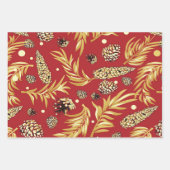 Weihnachtsmuster, Kiefernschnee 3 Geschenkpapier Set (Vorderseite)