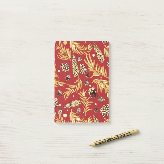 Weihnachtsmuster, Kiefernschnee 3 Post-it Klebezettel (Auf Schreibtisch)