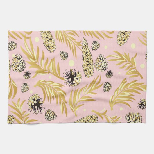 Weihnachtsmuster, Kiefernschnee 4 Geschirrtuch (Horizontal)