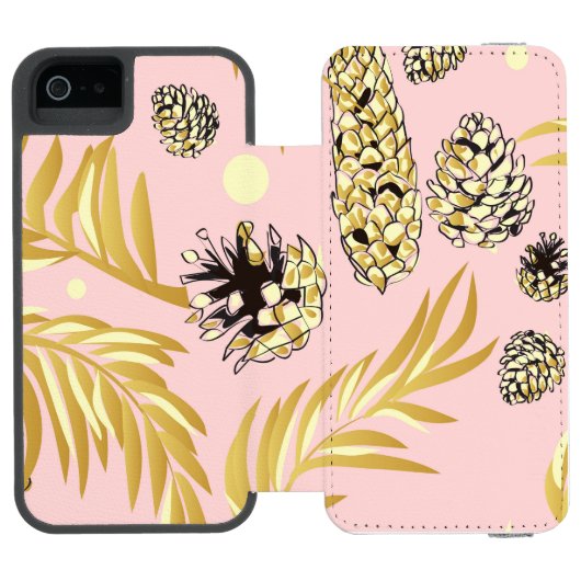 Weihnachtsmuster, Kiefernschnee 4 Incipio iPhone Geldbeutel-Hülle (Folio Geöffnet)