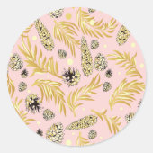 Weihnachtsmuster, Kiefernschnee 4 Runder Aufkleber (Vorderseite)