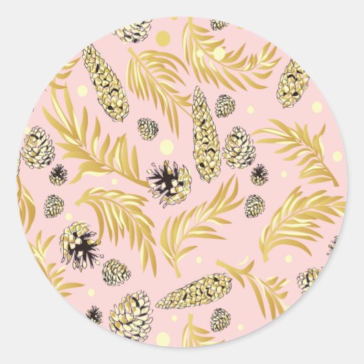 Weihnachtsmuster, Kiefernschnee 4 Runder Aufkleber (Vorderseite)