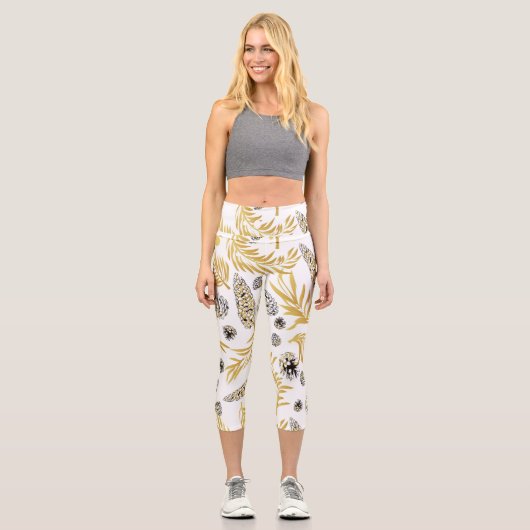 Weihnachtsmuster, Kiefernschnee 5 Capri Leggings (Vorderseite)
