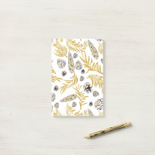 Weihnachtsmuster, Kiefernschnee 5 Post-it Klebezettel (Auf Schreibtisch)