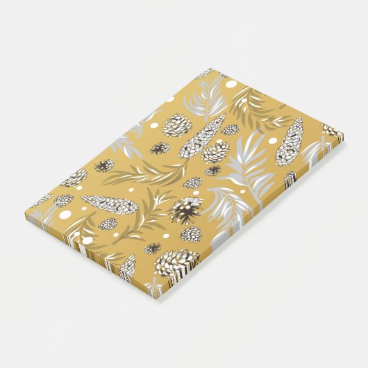 Weihnachtsmuster, Kiefernschnee 6 Post-it Klebezettel (angewinkelt)