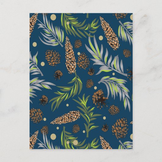 Weihnachtsmuster, Kiefernschnee 9 Feiertagspostkarte (Vorderseite)