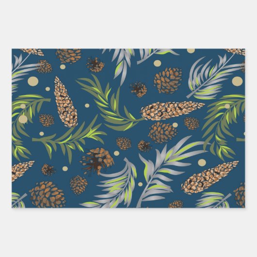 Weihnachtsmuster, Kiefernschnee 9 Geschenkpapier Set (Vorderseite 2)