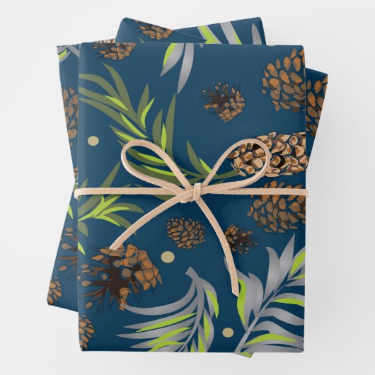 Weihnachtsmuster, Kiefernschnee 9 Geschenkpapier Set (Beispiel)