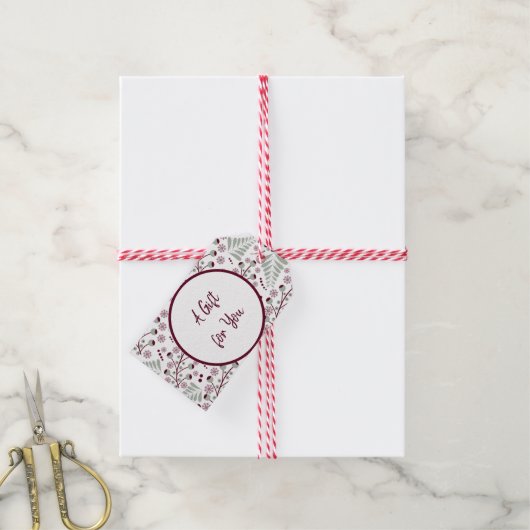 Weihnachtsmuster Klassisch Rot und Grün Geschenkanhänger (Mit Garn)