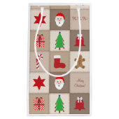 Weihnachtsmuster Kleine Geschenktasche - Beige Geschenktüte (Vorderseite)