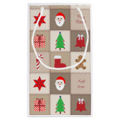 Weihnachtsmuster Kleine Geschenktasche - Beige Kleine Geschenktüte (Rückseite)