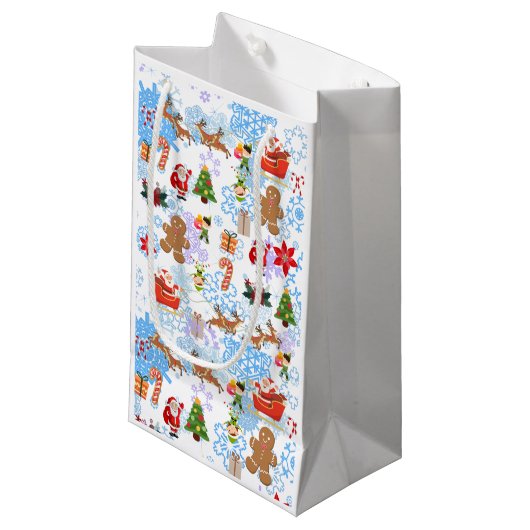 Weihnachtsmuster Kleine Geschenktüte (Vorderseite Schrägansicht)