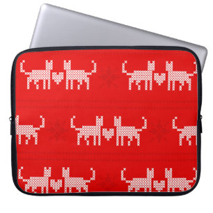 Weihnachtsmuster Kreuzstich verliebte Katzen mit s Laptopschutzhülle