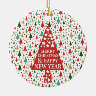 Weihnachtsmuster - Landschaft der bunten Bäume Keramik Ornament