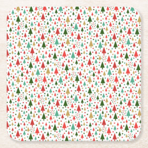 Weihnachtsmuster - Landschaft der bunten Bäume Rechteckiger Pappuntersetzer