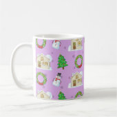 Weihnachtsmuster - Lila Hintergrund Kaffeetasse (Links)