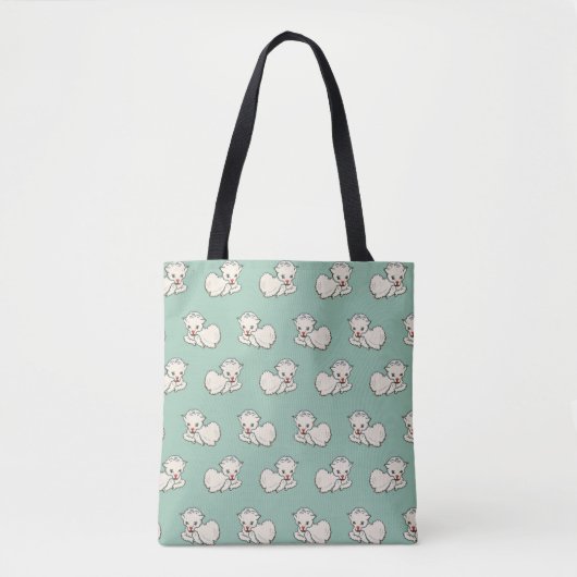 Weihnachtsmuster mit Baby Lamb auf Green Tasche (Vorderseite)