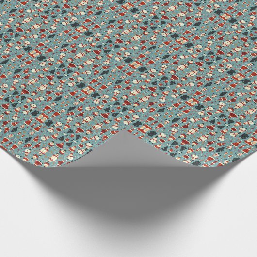 Weihnachtsmuster mit blauem Hintergrund Geschenkpapier (Ecke)