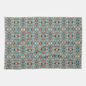Weihnachtsmuster mit blauem Hintergrund Geschirrtuch (Horizontal)