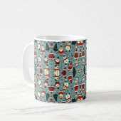 Weihnachtsmuster mit blauem Hintergrund Kaffeetasse (Vorderseite Links)