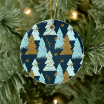 Weihnachtsmuster mit Blue Gold Snowflakes & Star