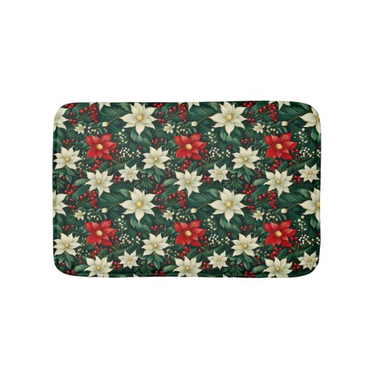 Weihnachtsmuster mit Blumen Badematte (Vorderseite)
