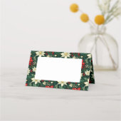 Weihnachtsmuster mit Blumen  Platzkarte (Rückseite)