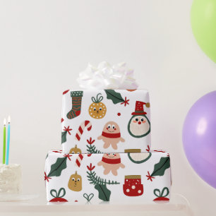 Weihnachtsmuster mit dem Weihnachtsmann, Lebkuchen Geschenkpapier