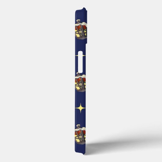 Weihnachtsmuster mit einer Laterne auf blau Case-Mate iPhone Hülle (Rückseite / Rechts)