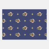 Weihnachtsmuster mit einer Laterne auf blau Geschenkpapier Set (Vorderseite 3)