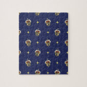 Weihnachtsmuster mit einer Laterne auf blau Puzzle (Vertikal)