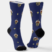 Weihnachtsmuster mit einer Laterne auf blau Socken (Gewinkelt)