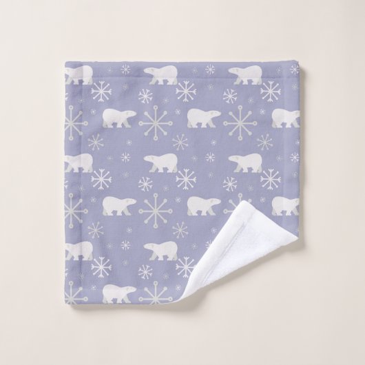 Weihnachtsmuster mit Eisbären und Schneeflocken Badhandtuch Set (Waschlappen)