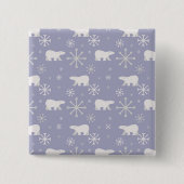 Weihnachtsmuster mit Eisbären und Schneeflocken Button (Vorderseite)