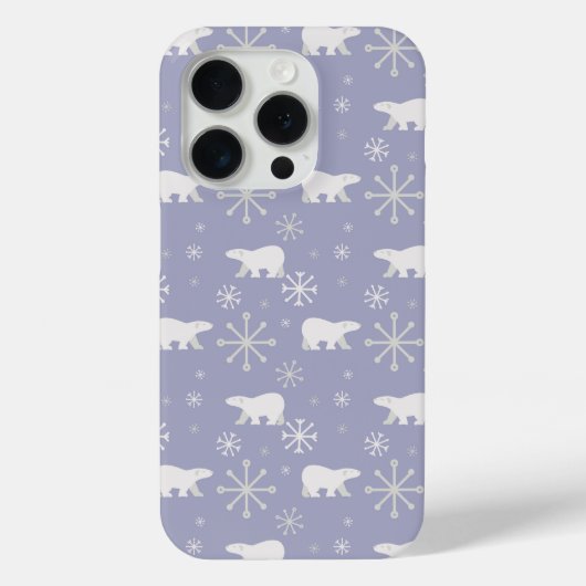 Weihnachtsmuster mit Eisbären und Schneeflocken Case-Mate iPhone Hülle (Rückseite)