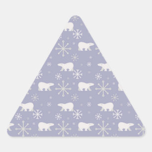 Weihnachtsmuster mit Eisbären und Schneeflocken Dreieckiger Aufkleber