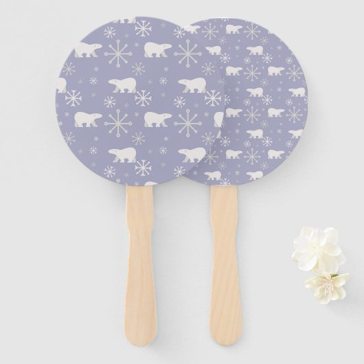 Weihnachtsmuster mit Eisbären und Schneeflocken Fächer (Vorne und Hinten)