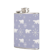 Weihnachtsmuster mit Eisbären und Schneeflocken Flachmann (Links)