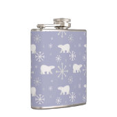 Weihnachtsmuster mit Eisbären und Schneeflocken Flachmann (Rechts)