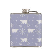 Weihnachtsmuster mit Eisbären und Schneeflocken Flachmann (Rückseite)