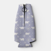 Weihnachtsmuster mit Eisbären und Schneeflocken Flaschenkühler (Rückseite)