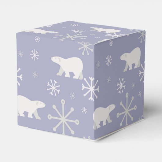 Weihnachtsmuster mit Eisbären und Schneeflocken Geschenkschachtel (Rückseite)